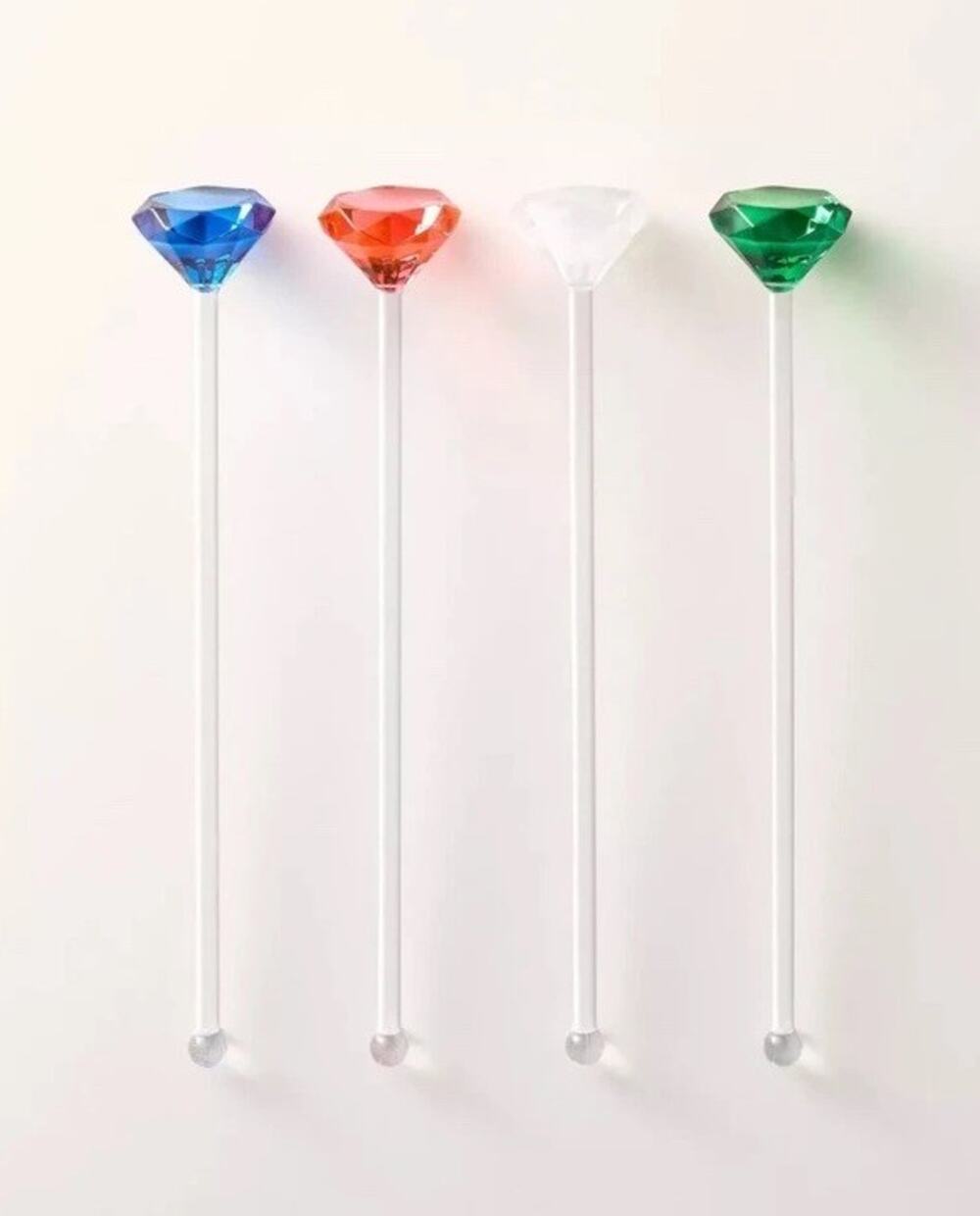 NEW Kate Spade New York x Target 4 Pc Acrylic Gem Stir Sticks Green Blue Pink